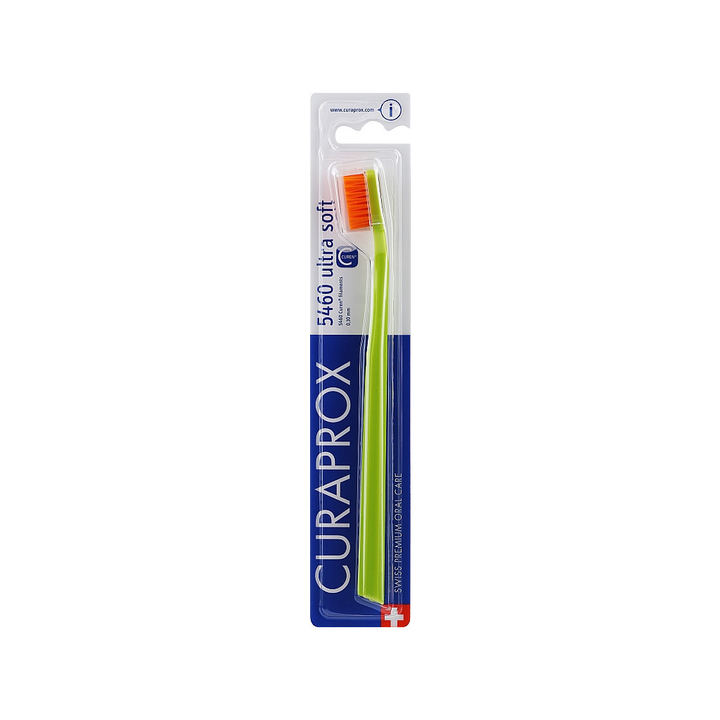 Зубна щітка Curaprox CS 5460 Ultra Soft Ультрам'яка D 0.10 мм Салатова з помаранчевою щетиною (CS 5460-33) - зображення 1