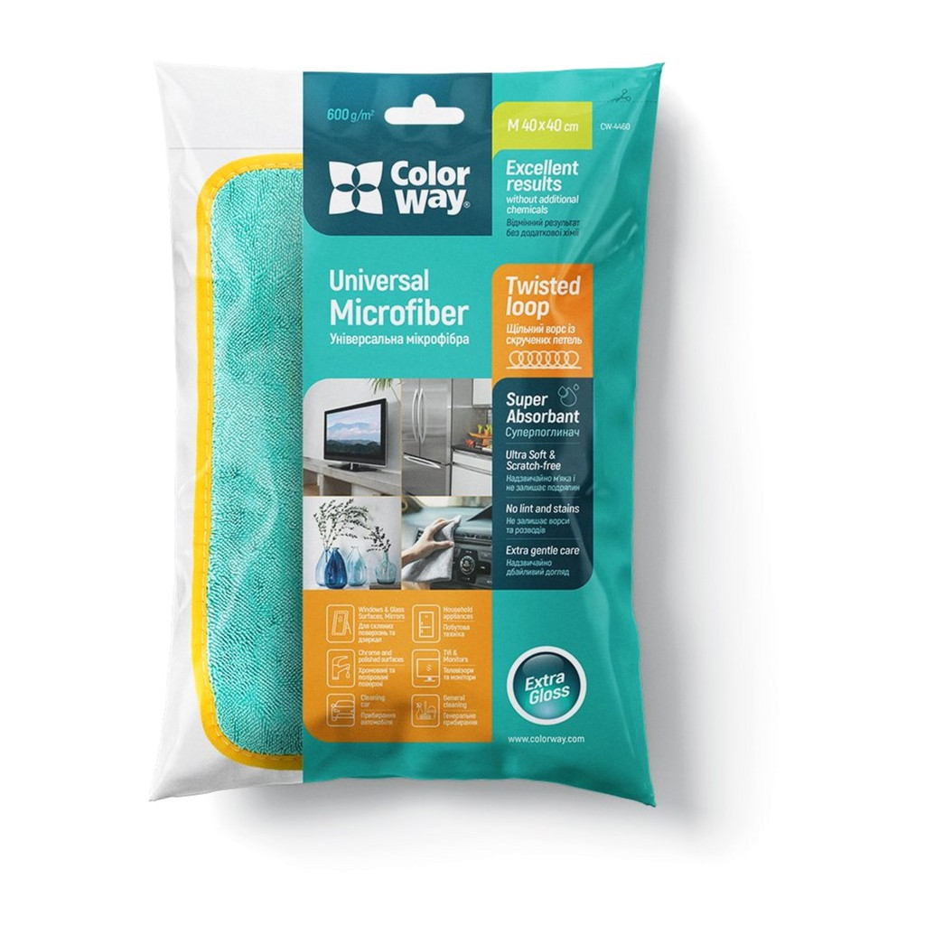 Серветки для прибирання ColorWay Мікрофібра для універсального застосування 600gsm 40 х 40 см 1 шт. (CW-4460) - зображення 1
