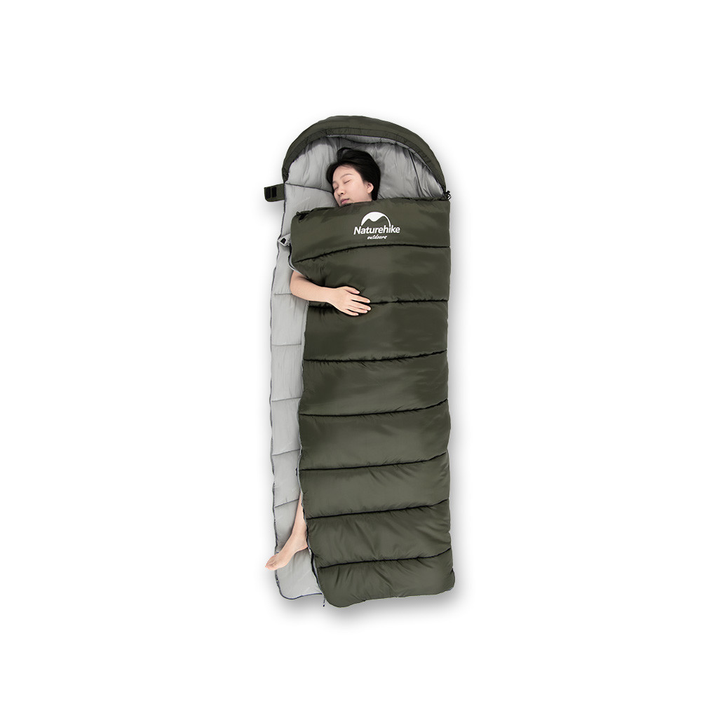 Спальний мішок Naturehike з капюшоном U250 NH20MSD07 (6°C) лівий, темно-зелений (6927595767214-L) - зображення 4