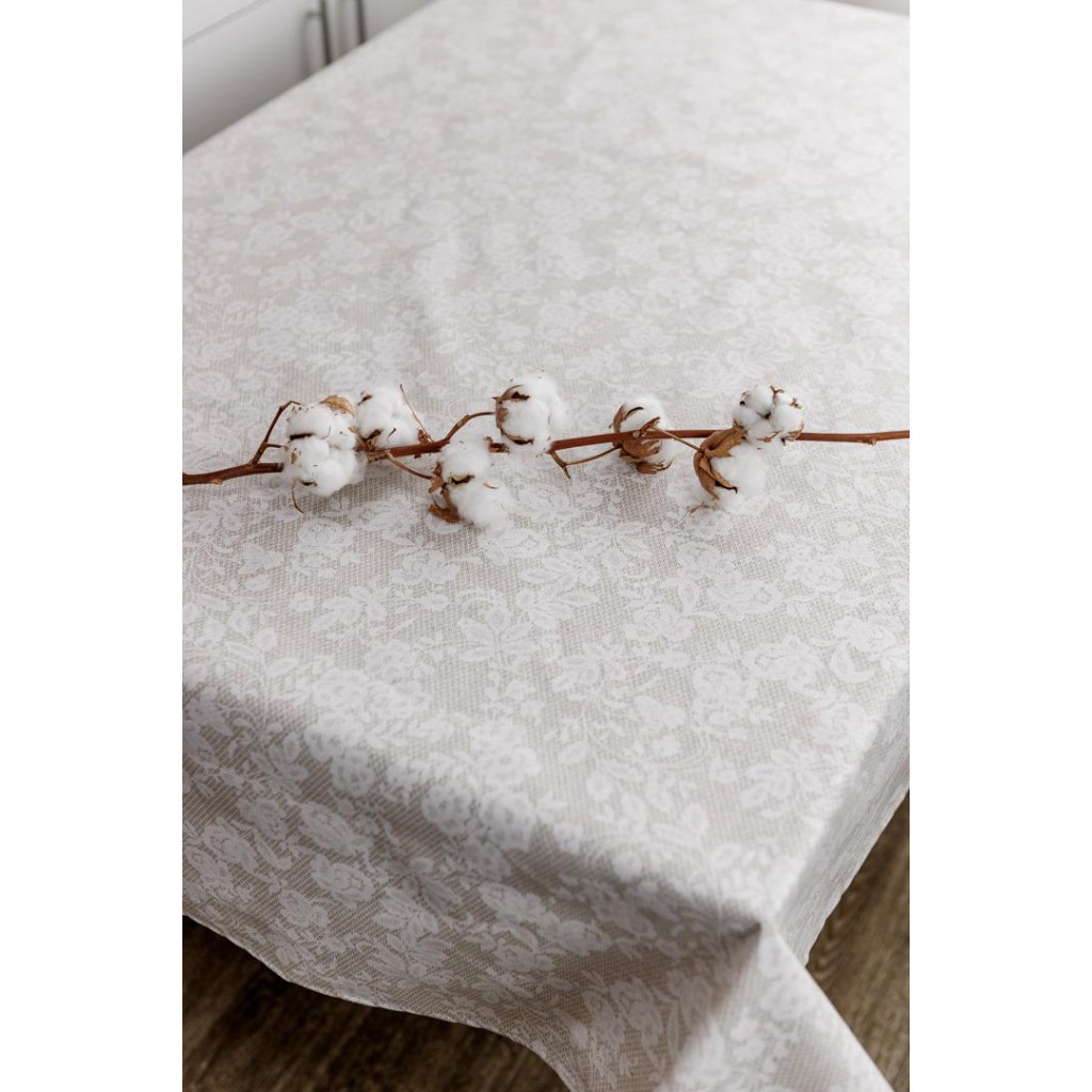 Скатертина Прованс непромокаюча Simfoni Мереживо на натюрель 220х136 см (033595) - зображення 3