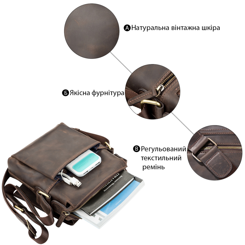 Сумка Shvigel Шкіряна Коричнева (11093) - зображення 4