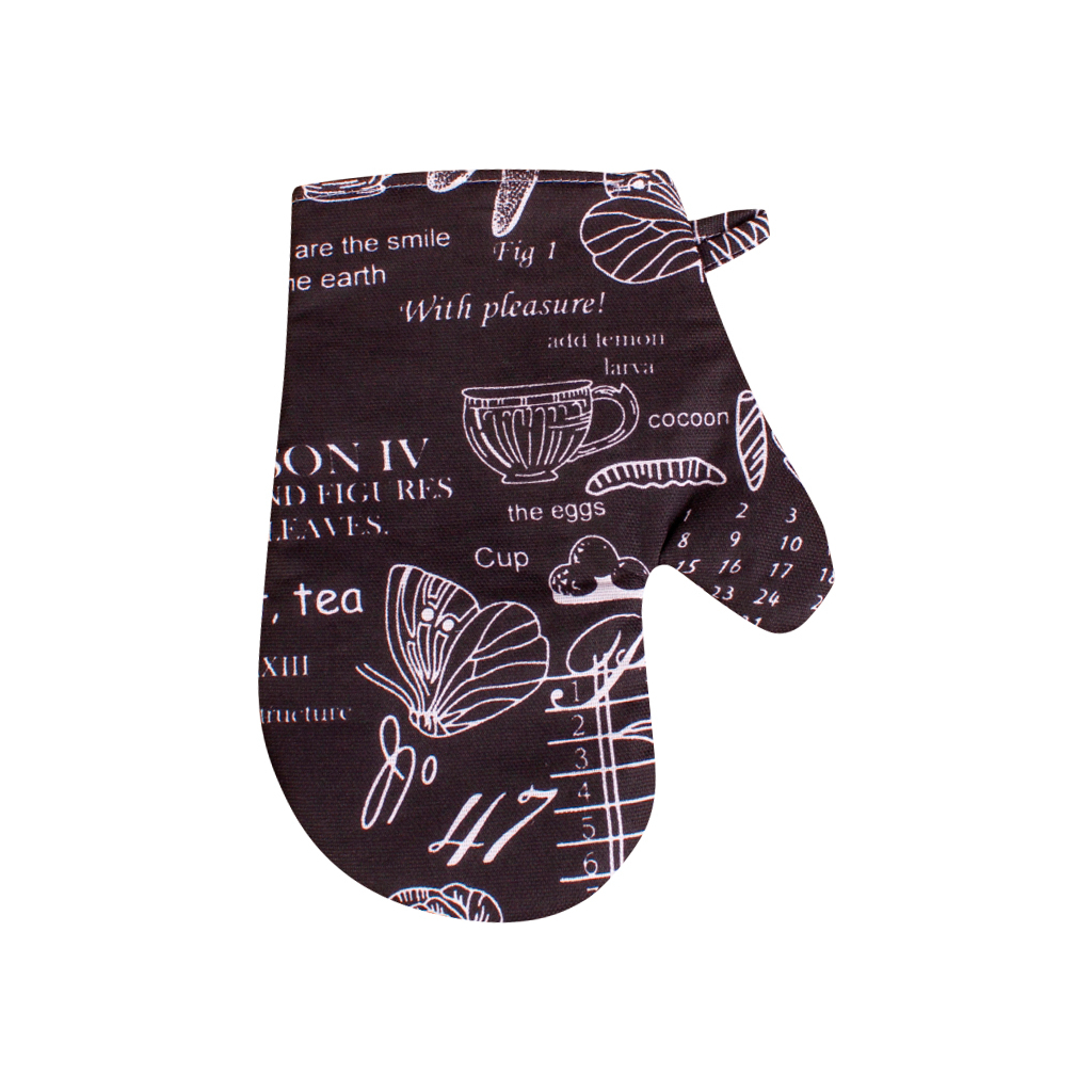 Кухонна прихватка MirSon рогожа/напівпанама №216 - Black flowers (2200006754428) - зображення 1