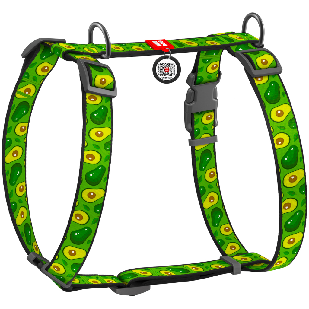 Шлея для собак WAUDOG Nylon з QR паспортом анатомічна H-подібна "Авокадо" L (5560) - зображення 1