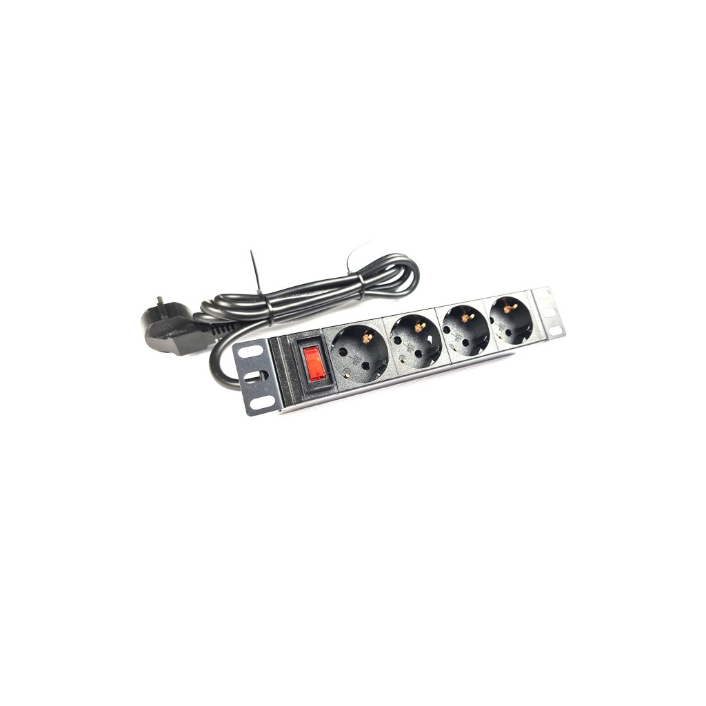 Силовий блок 10" 1U, 4xSchuko, кабель 1.8м, вилка Schuko, алюм. корпус Eserver (WT-2316A) - зображення 4