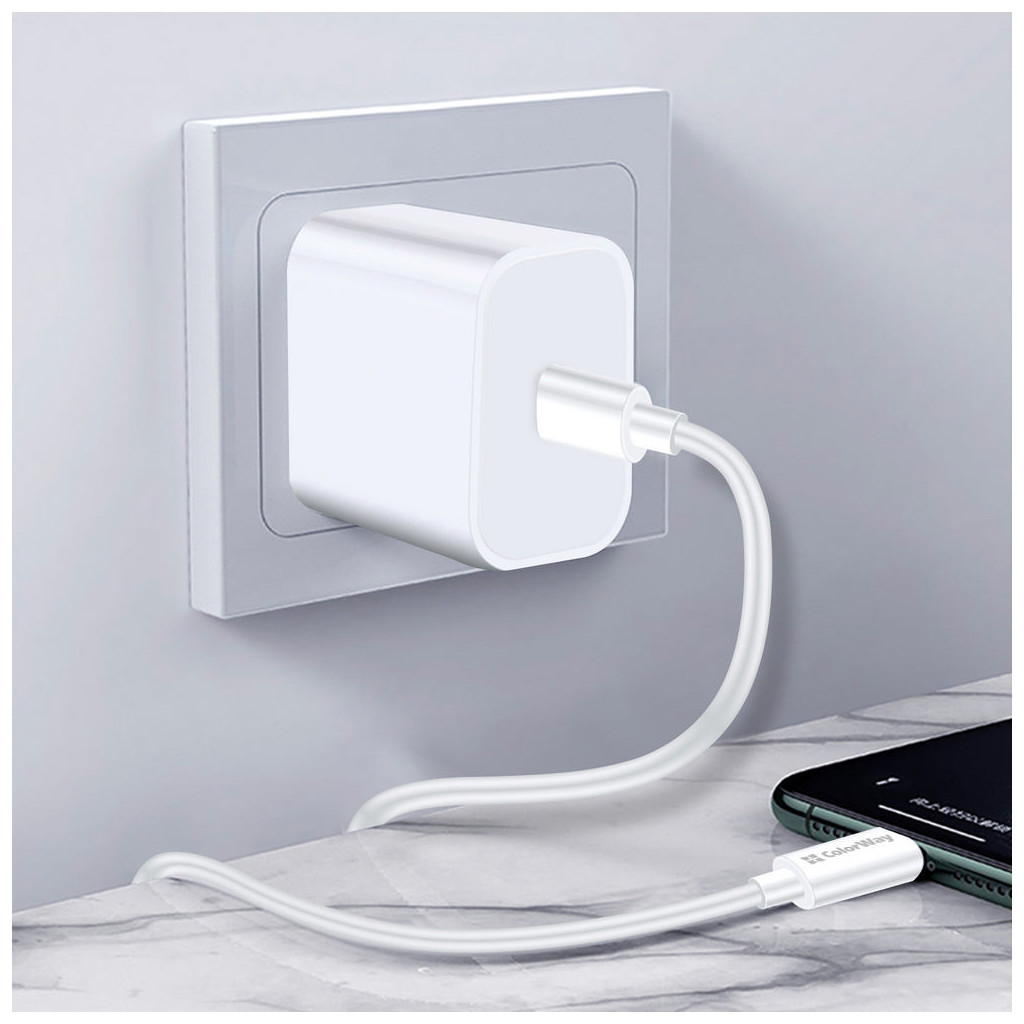Дата кабель USB-C to USB-C 2.0m 3A 65W white ColorWay (CW-CBPDCC056-WT) - зображення 8