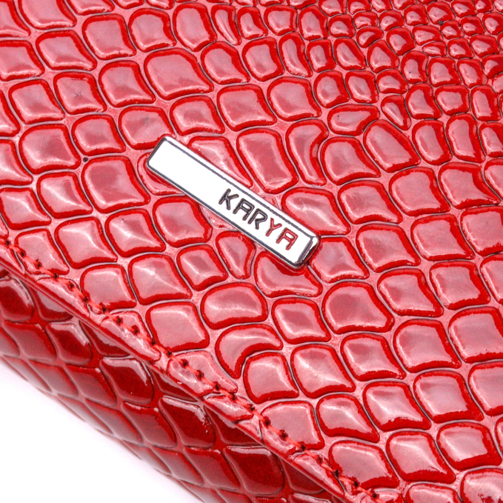 Портмоне Karya З лакованої фактурної шкіри Червоне (21428) - зображення 7