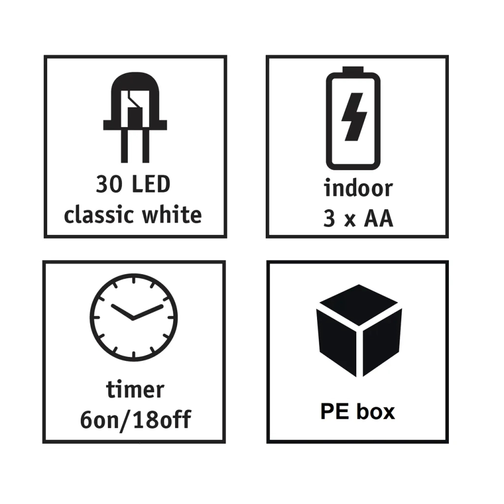 Гірлянда Luca Lighting струна, 3 м, класична біла, 30 LED 3AA, дисплей+таймер (8718861694093) - зображення 3