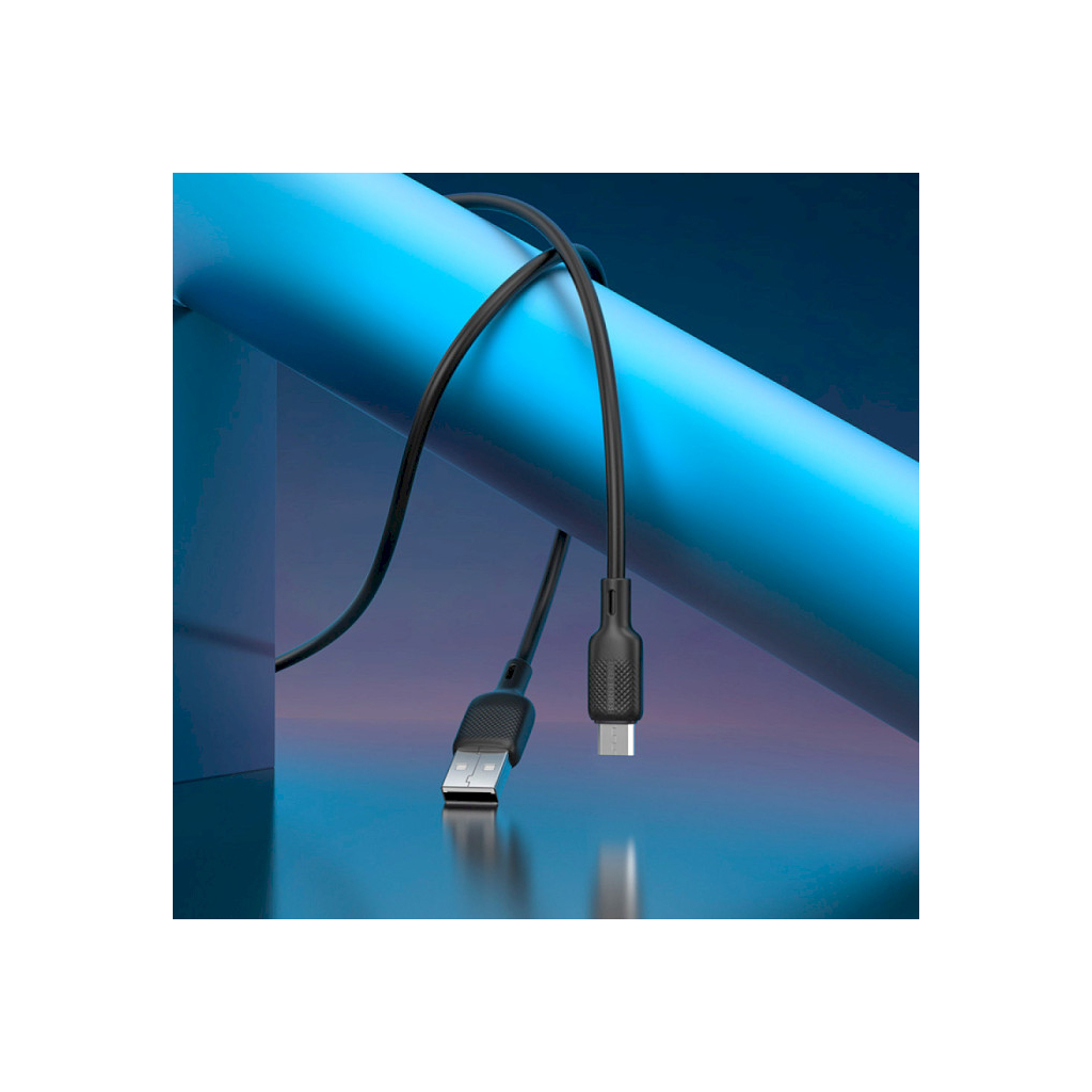 Дата кабель USB 2.0 AM to Micro 5P 3.0m Lenny silicone BX113 black BOROFONE (6941991115547) - зображення 8