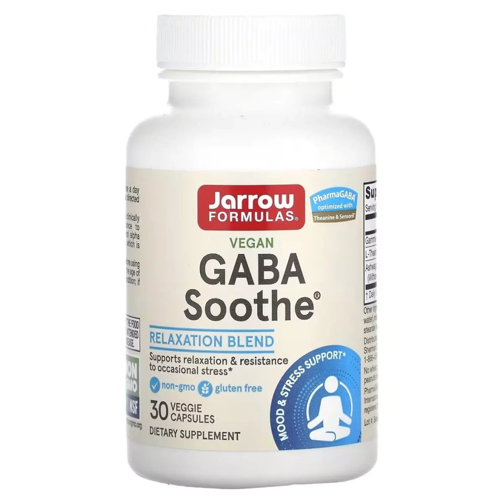 Амінокислота Jarrow Formulas GABA (Гамма-аміномасляна кислота), GABA Soothe, 30 вегетаріанс (JRW-29044) - зображення 1