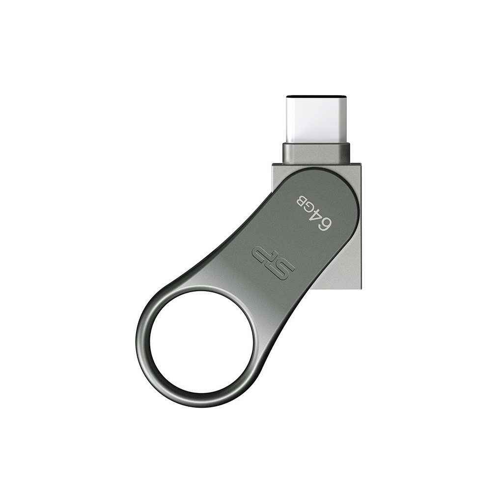 USB флеш накопичувач Silicon Power 128 GB DriveMobile C80 USB 3.1 + Type-C Silver (SP128GBUC3C80V1S) - зображення 2