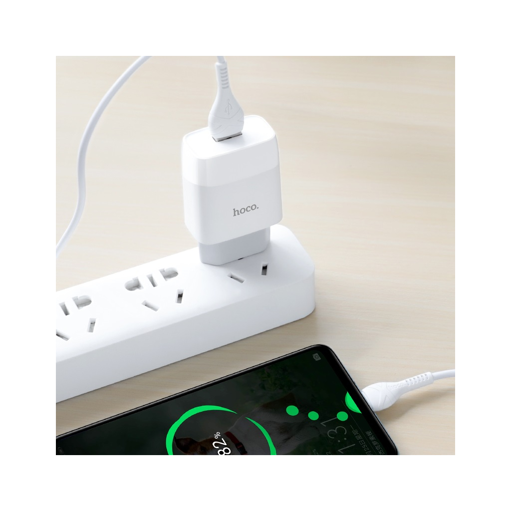 Зарядний пристрій HOCO C72A USB + cable USB to USB-C 10.5W White (Hoco C72AW/Tc) - зображення 6