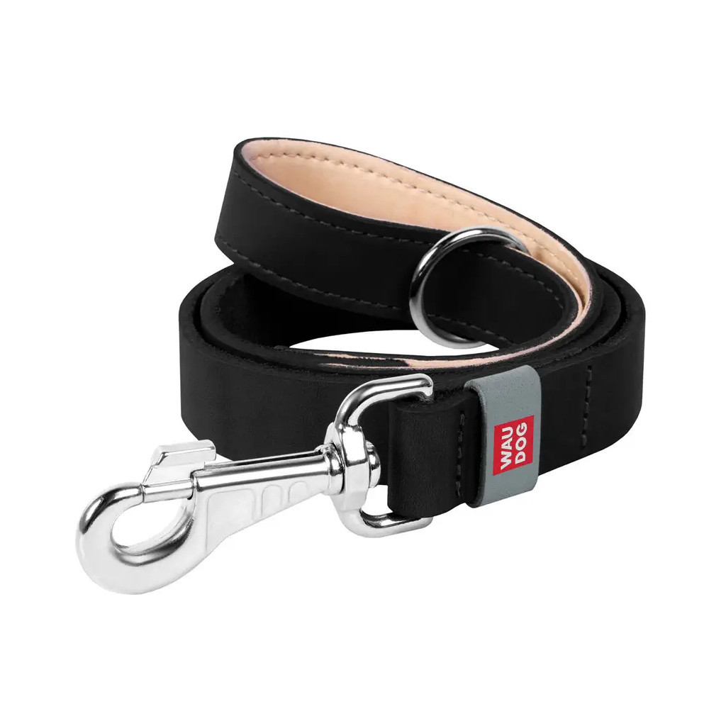 Повідець для собак WAUDOG Classic шкіряний Ш 25 мм Д 122 см чорний (08151) - зображення 1
