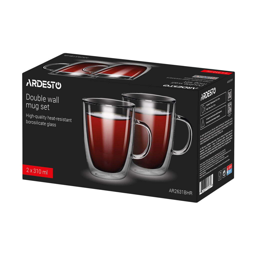 Набір чашок Ardesto BHR 310 мл 2 шт прозорий (AR2631BHR) - зображення 2