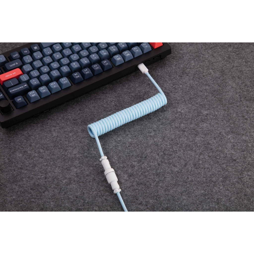 Дата кабель USB-C + USB A to USB-C 1.36m Coiled Aviator blue Keychron (CAB19_KEYCHRON) - зображення 5