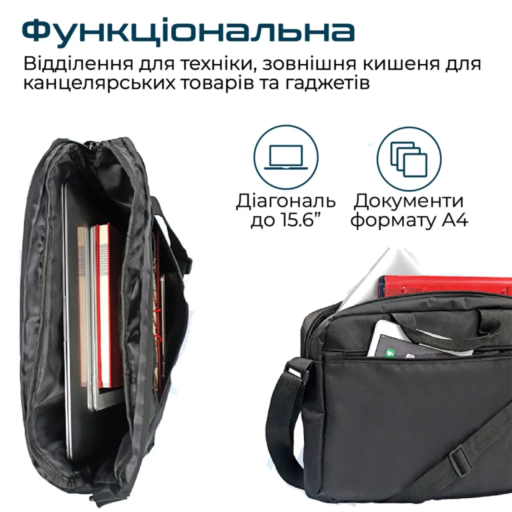 Сумка для ноутбука Promate 15.6" Gear-MB black (gear-mb.black) - зображення 4