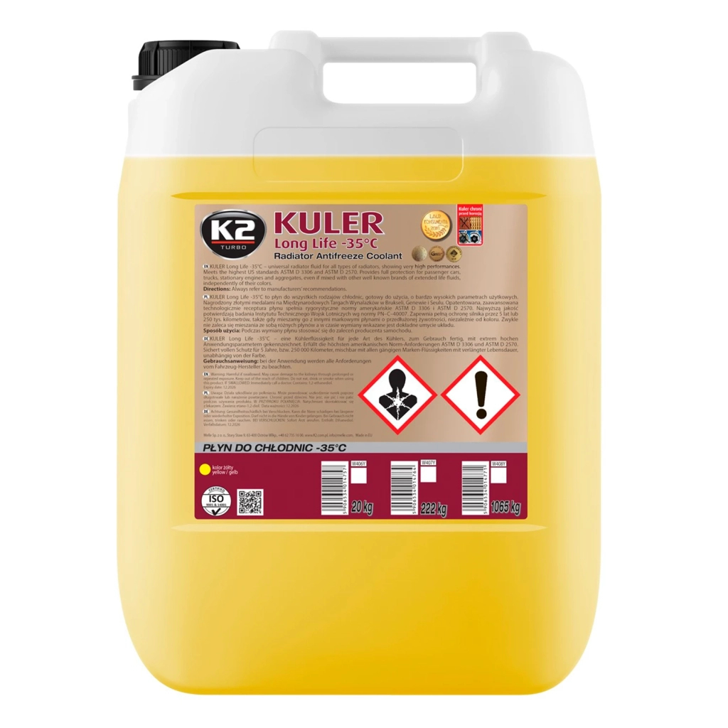 Антифриз K2 Kuler Long Life -35 °C G13 жовта 20 кг (W406Y) - зображення 1