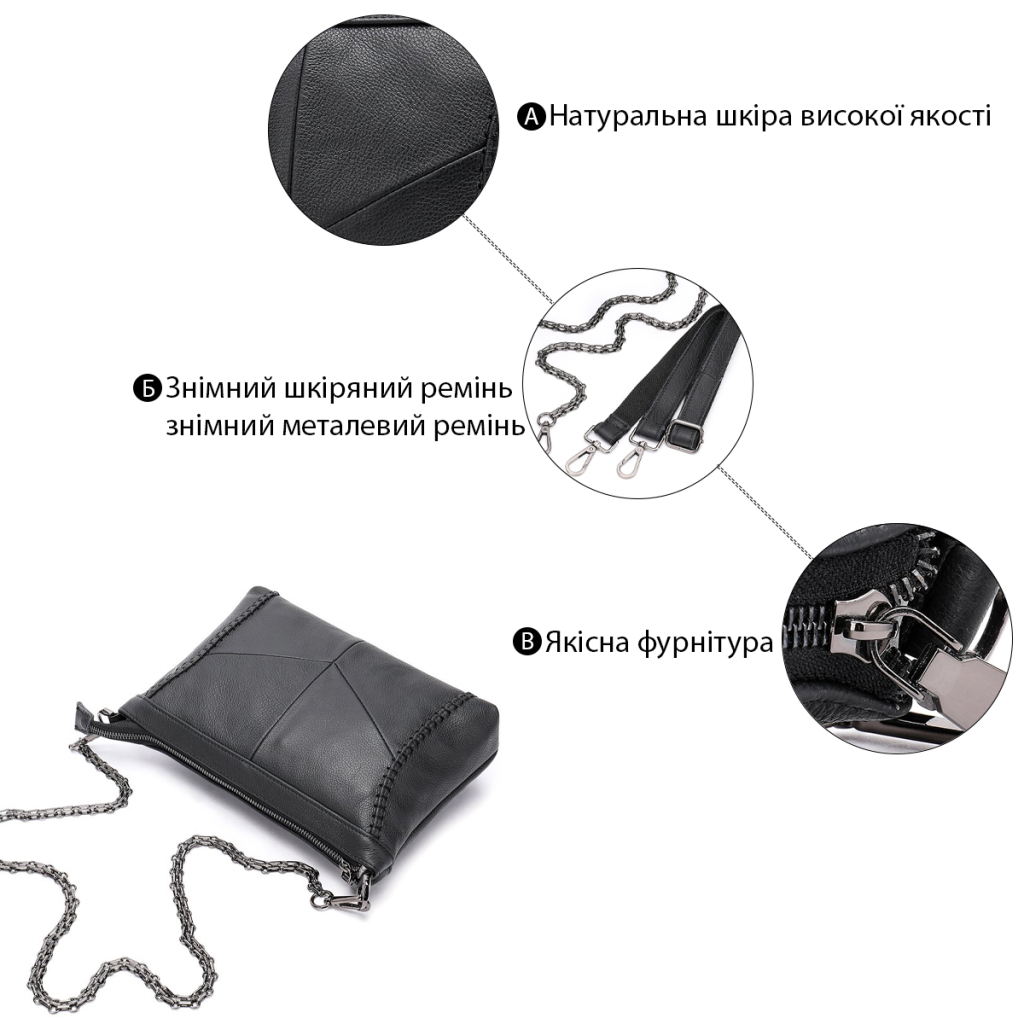 Сумка Vintage Шкіряна Чорна (20051) - зображення 4