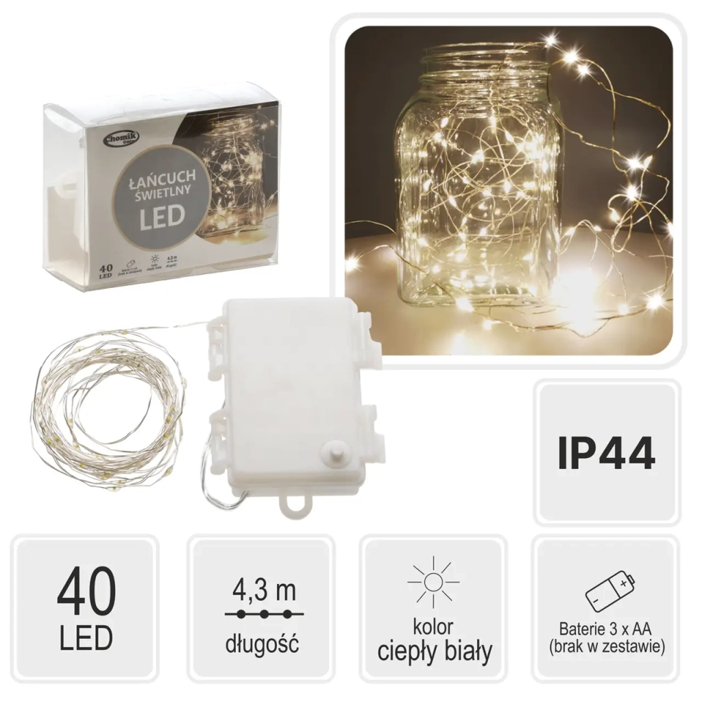 Гірлянда Chomik Струна 4.3 м 40 LED Теплий білий (5900779802643) - зображення 7