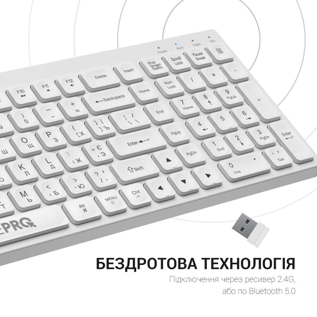 Клавіатура OfficePro SK985W Wireless/Bluetooth White (SK985W) - зображення 9