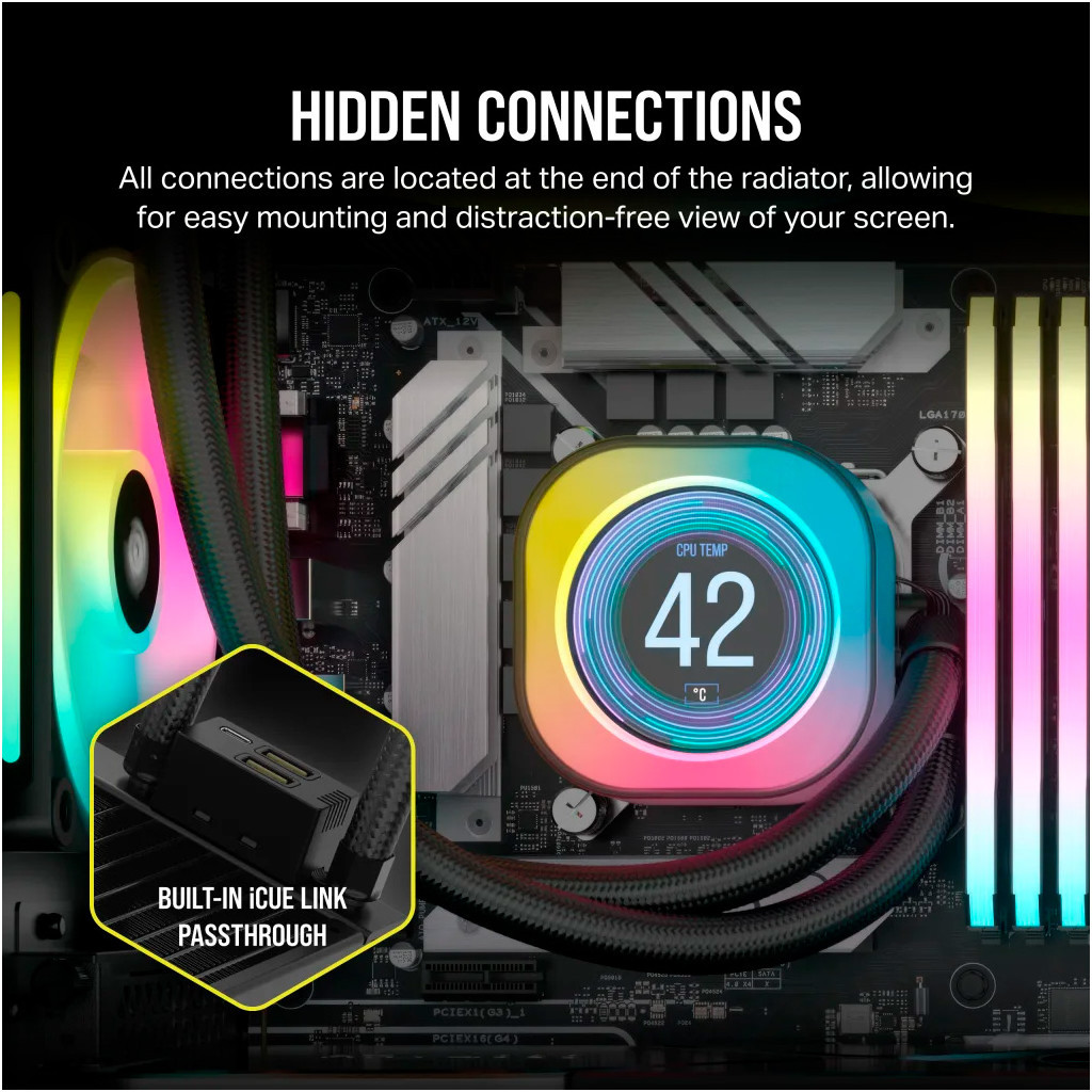 Система рідинного охолодження Corsair iCUE Link H100i LCD RGB (CW-9061007-WW) - зображення 10