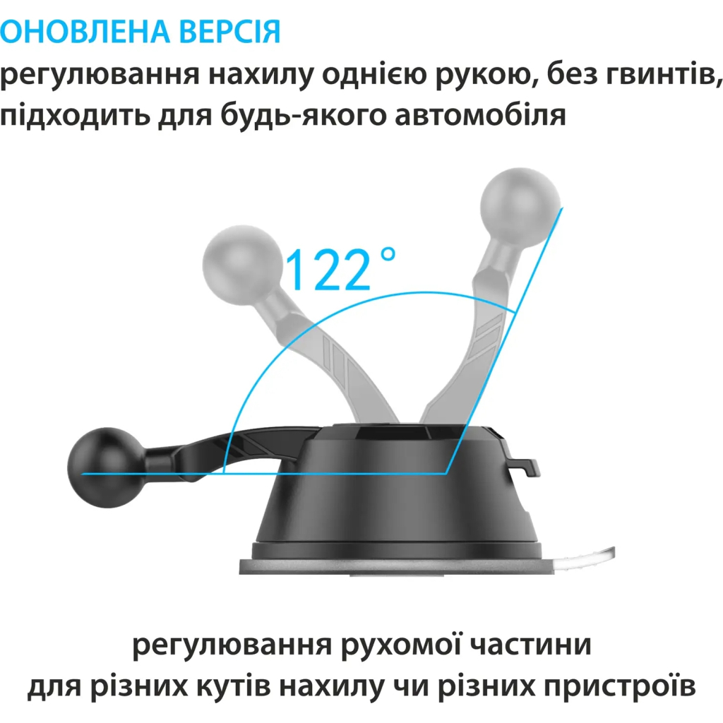 Універсальний автотримач Grand-X MT-12, на панель, на скло (MT-12) - зображення 3