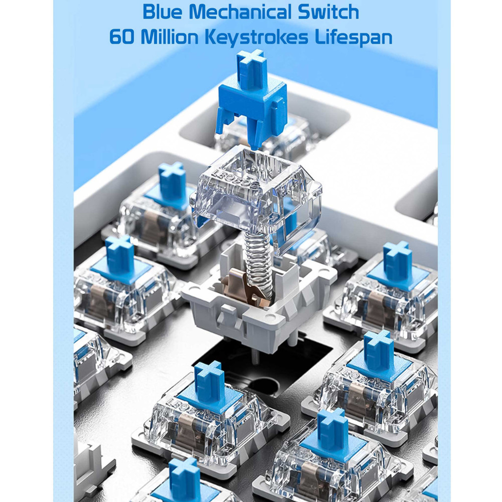 Клавіатура Aula F2088 PRO Plus 9 Orange Keys KRGD Blue USB UA White/Blue (6948391234908) - зображення 3