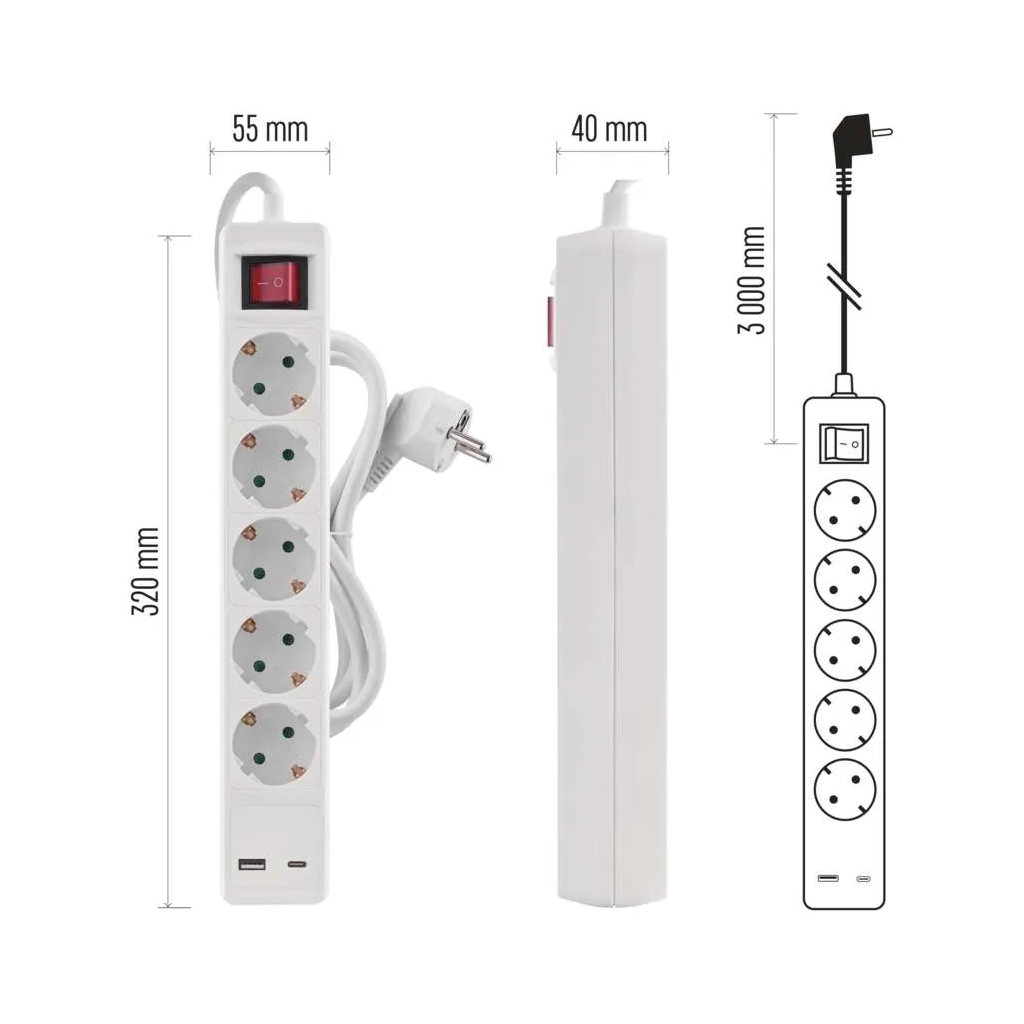 Мережевий подовжувач EMOS P1523CU - зображення 8