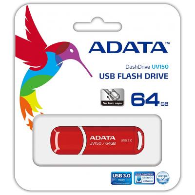 USB флеш накопичувач ADATA 64GB UV150 Red USB 3.0 (AUV150-64G-RRD) - зображення 4