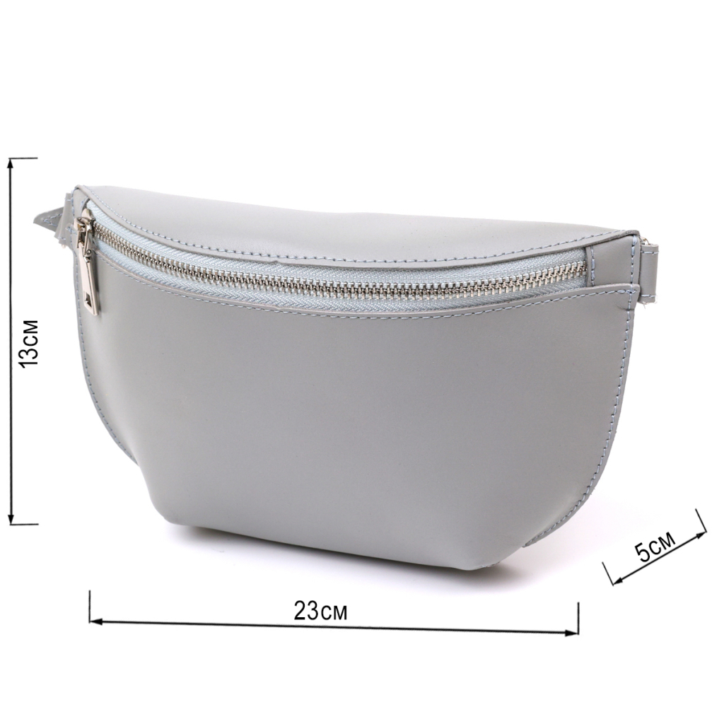 Сумка Shvigel Бананка з натуральної шкіри Сіра (16389) - зображення 3