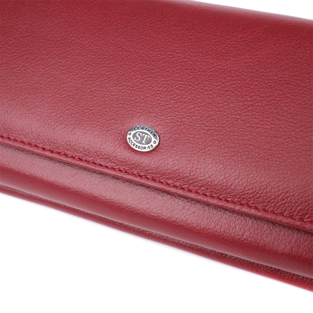 Гаманець ST Leather З кишенею для телефону з натуральної шкіри Бордовий (23069) - изображение 5