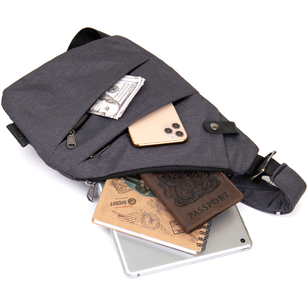 Сумка Vintage Слінг нейлонова Сіра (20558) - зображення 4