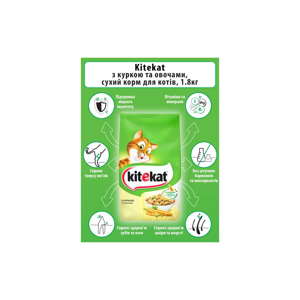 Сухий корм для кішок Kitekat Курка з овочами 1.8 кг (5900951137884) - зображення 4