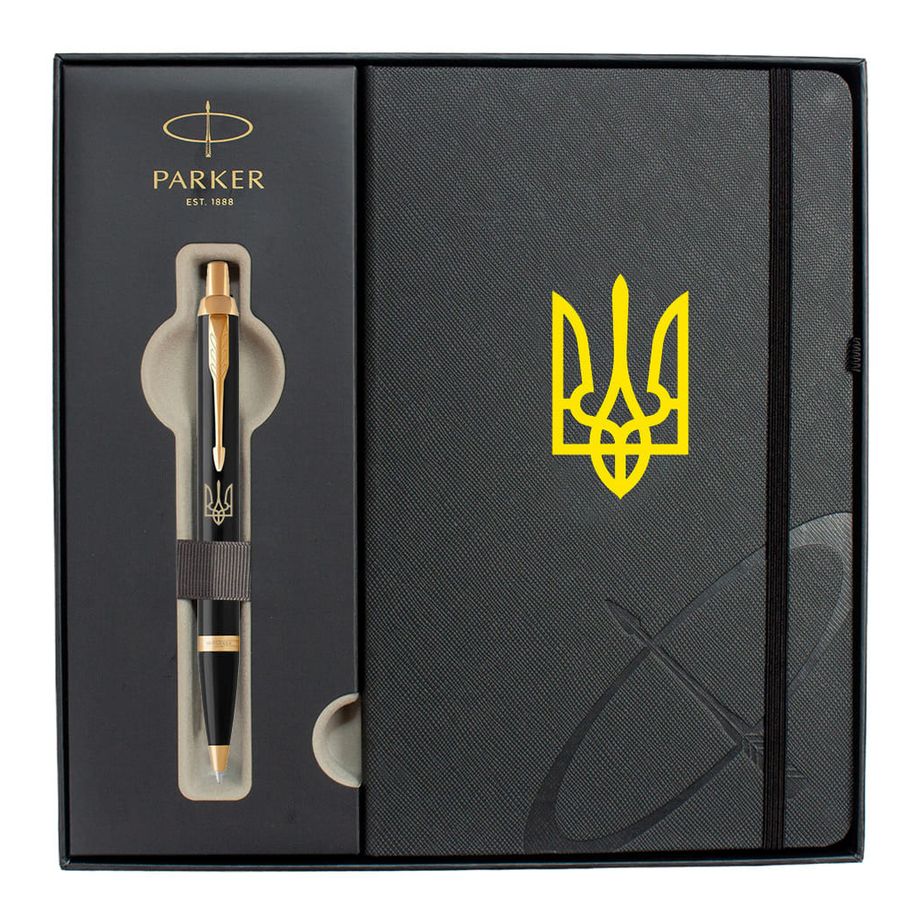 Ручка кулькова Parker IM 17 UKRAINE Black GT BP Тризуб + блокнот Parker + подар.упаковка GIFT24 (22032b24_T001y) - изображение 2