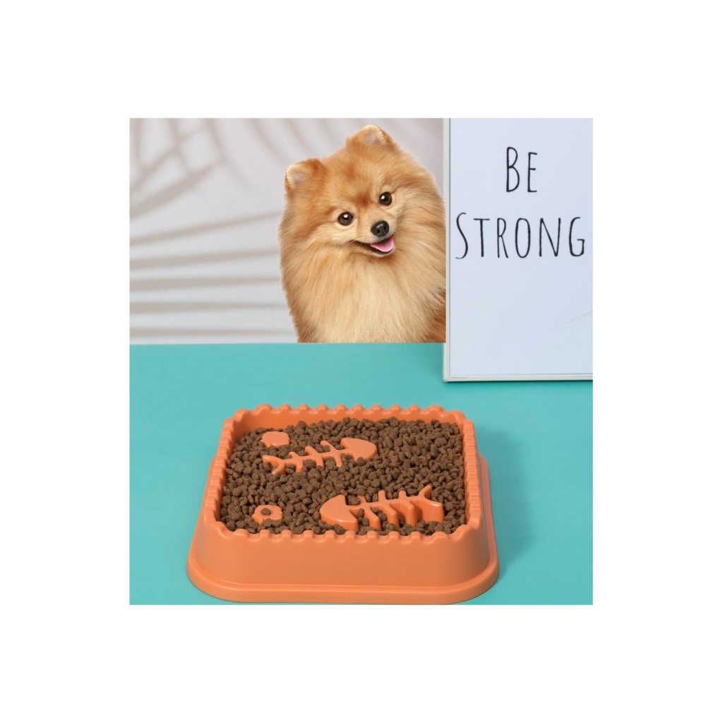 Посуд для котів WahoPet Миска для повільного годування з рибками 200 мл помаранчова (2700000023693) - зображення 2