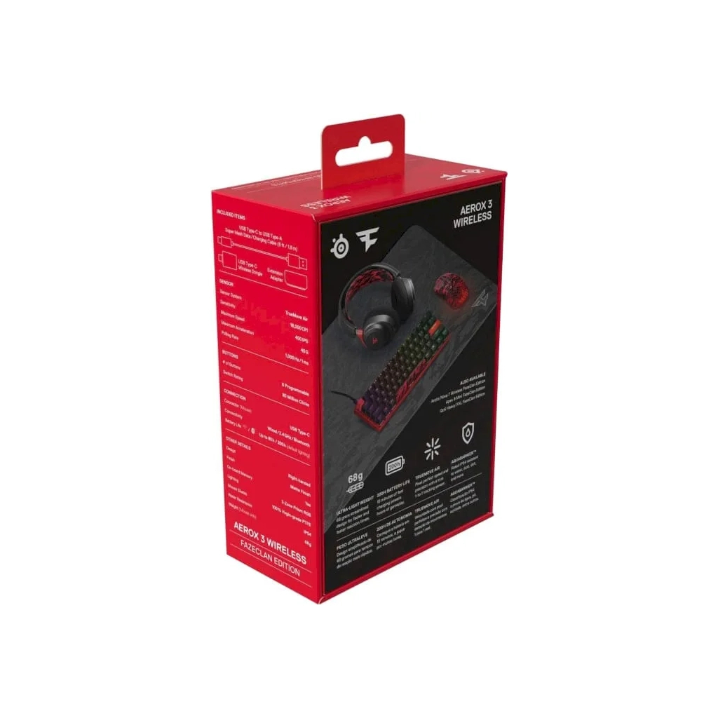 Мишка SteelSeries Aerox 3 Bluetooth RGB Faze Clan Edition Red (62609) - зображення 5