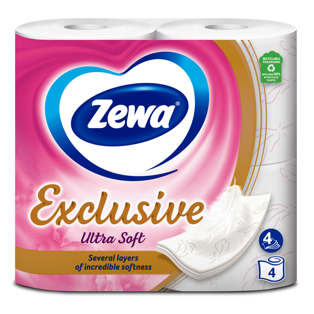 Туалетний папір Zewa Exclusive Ultra Soft 4 шари 4 рулони (7322541188546) - изображение 1