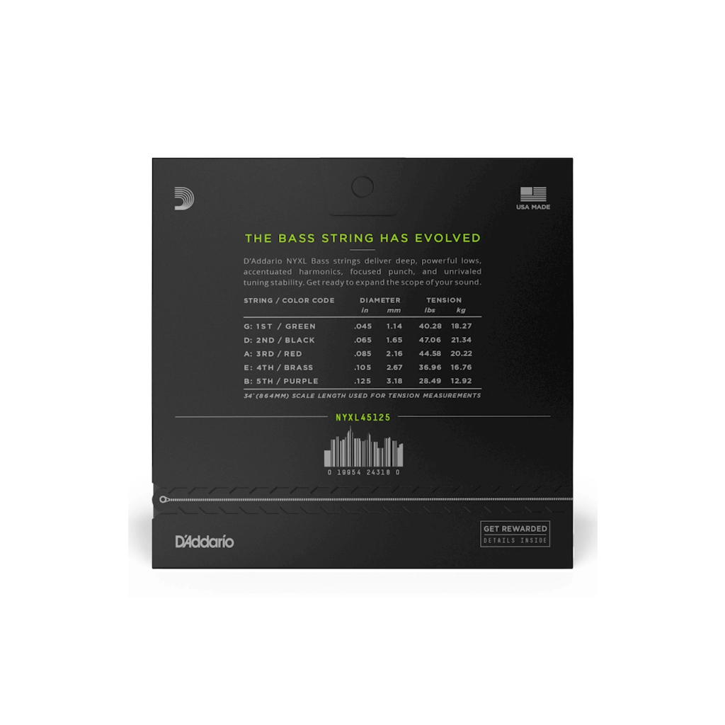 Струни для гітари D'Addario NYXL Bass Light Top / Medium Bottom 5-String (45-125) (NYXL45125) - зображення 3