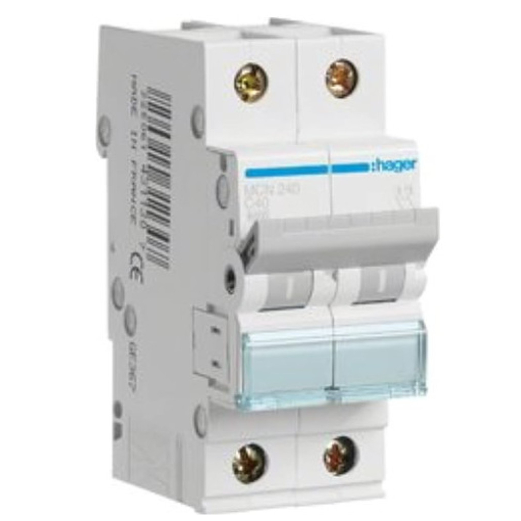 Автоматичний вимикач Hager 2-п. C 40A (6kA) 2M (A) (MCN240) - зображення 1