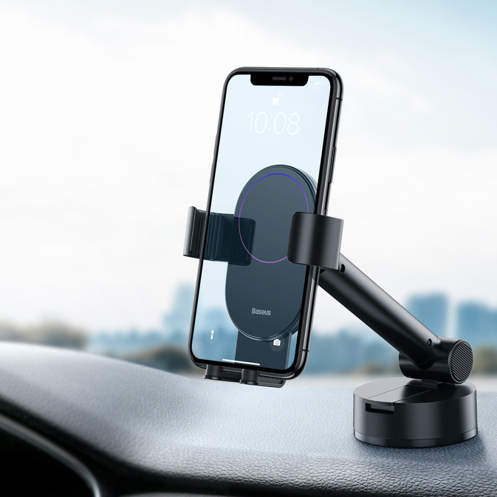 Універсальний автотримач Baseus 4.7-6.5" Gravity Simplism (на присоску) black (SUYL-JY01) - изображение 2