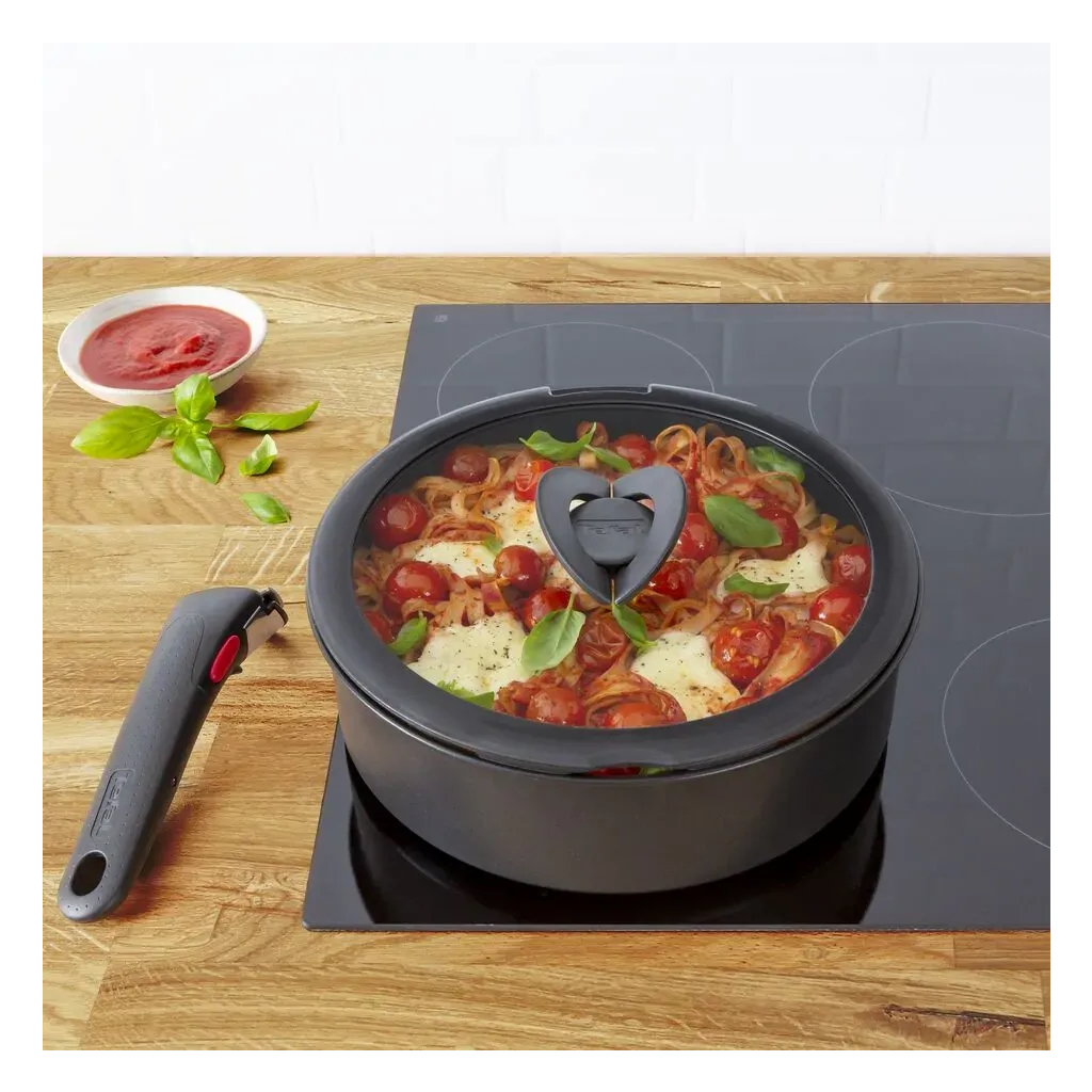 Кришка для посуду Tefal Ingenio, набір 3 шт, скло, пластик, чорний (L9849053) - зображення 5