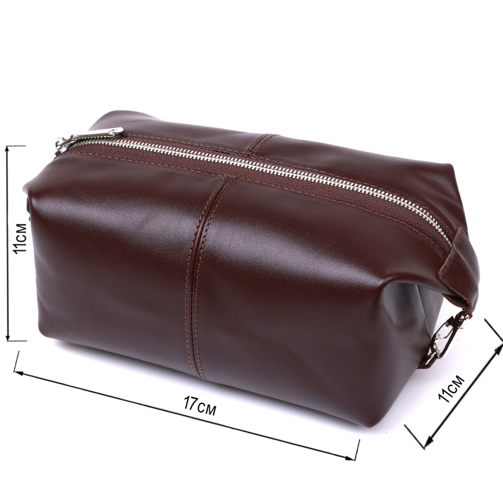 Косметичка Shvigel Шкіряна глянсова Коричнева (16407) - зображення 3