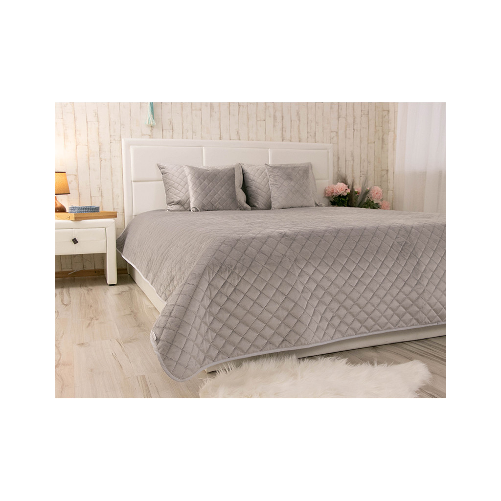 Покривало Руно двостороннє декоративне Velour Grey ромб 220х240 см (330.55_Grey ромб) - зображення 5