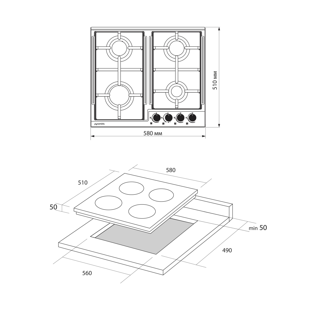 Варочна поверхня Pyramida PFE 604 BL H - изображение 12