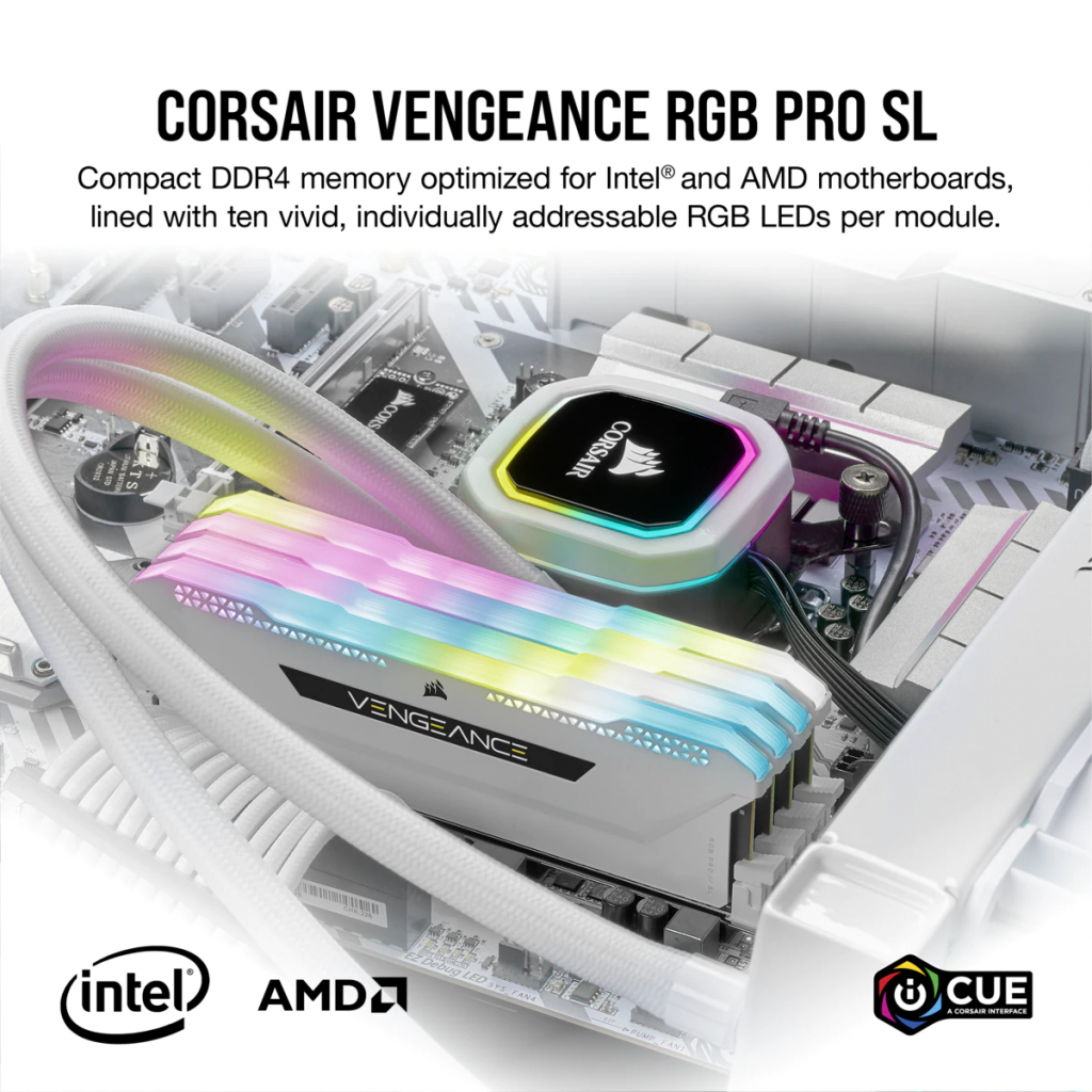 Модуль пам'яті для комп'ютера DDR4 16GB (2x8GGB) 3600 MHz Vengeance RGB Pro SL White Corsair (CMH16GX4M2D3600C18W) - зображення 8