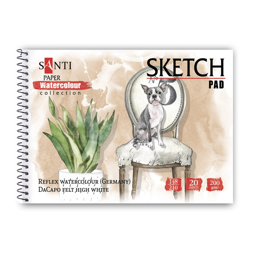 Альбом для малювання Santi А5 для акварелі Animals, 20 аркушів (130515) - зображення 1