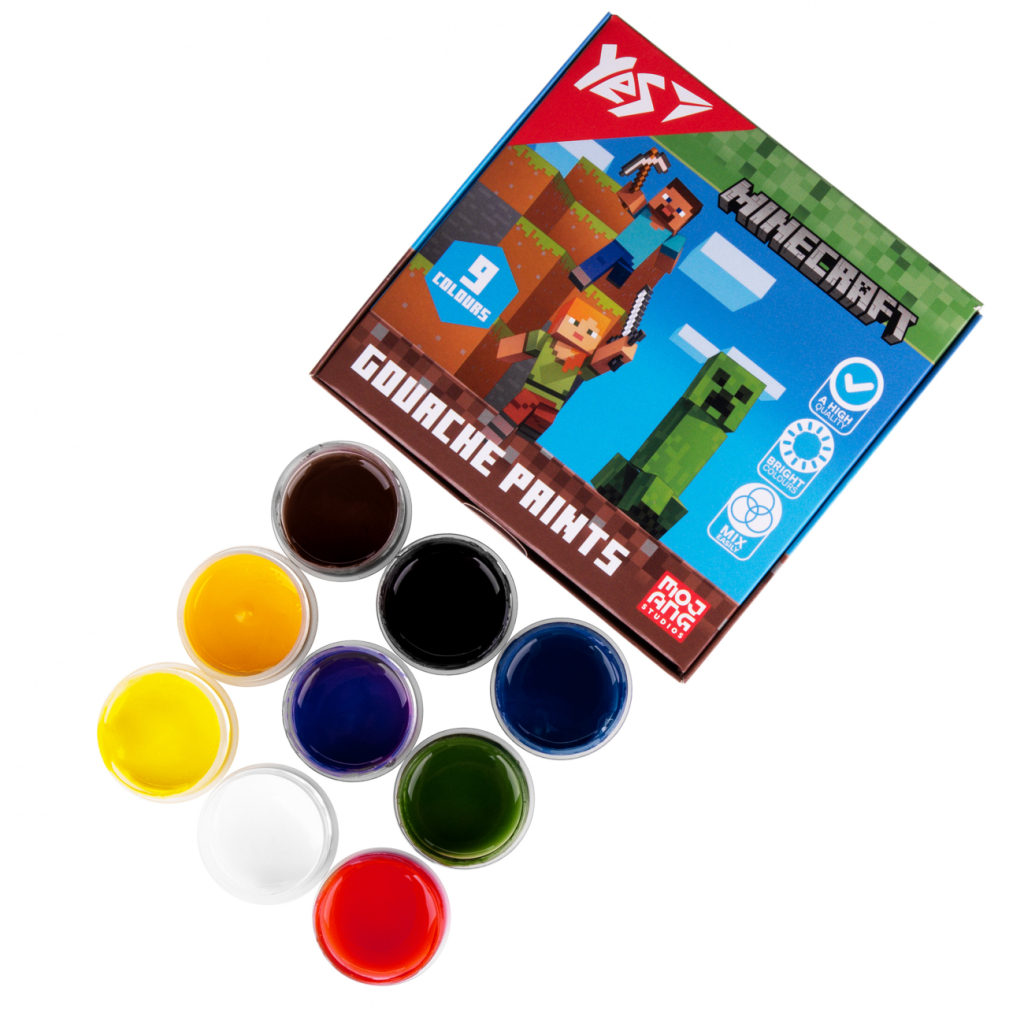 Гуашеві фарби Yes Minecraft 9 кольорів по 20 мл (230406) - изображение 4
