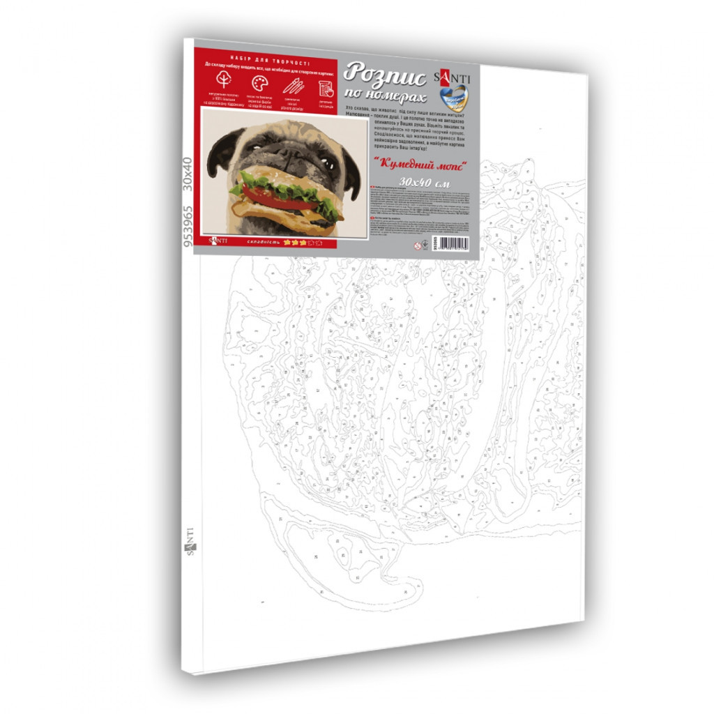 Картина по номерам Santi Кумедний мопс 30*40 см (953965) - зображення 2