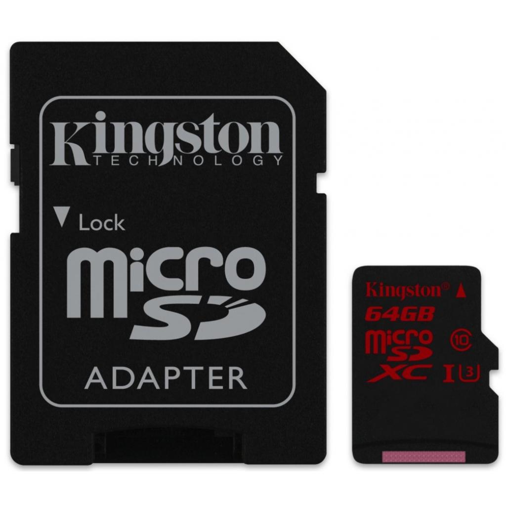 Карта пам'яті Kingston 64GB microSDXC Class 10 UHS-I U3 (SDCA3/64GB) - зображення 1