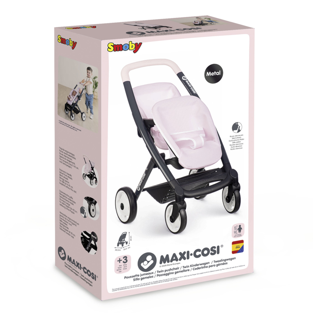Коляска для ляльок Smoby для двійнят Maxi-Cosi Рожева перлина, 54 х 38, 5 х 64 см, 3+ (7600253221) - зображення 2