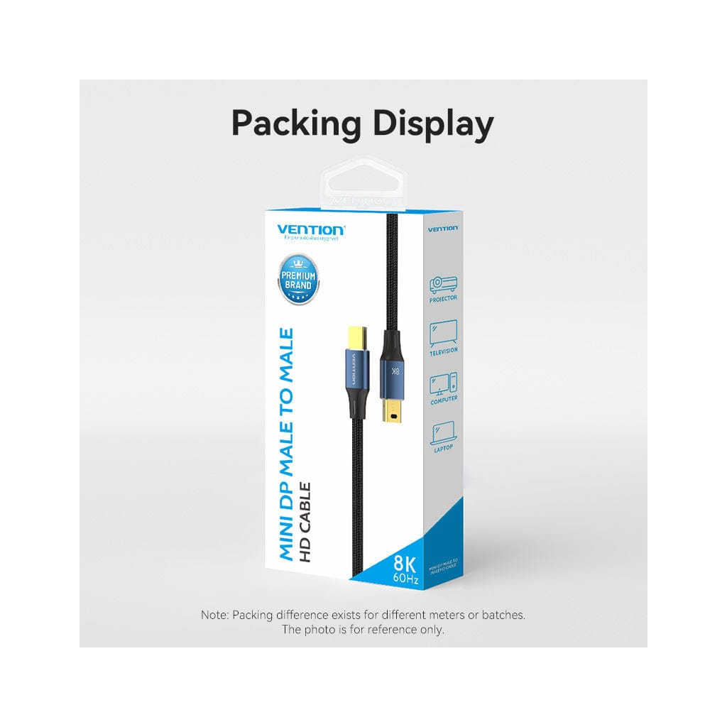 Кабель мультимедійний Mini DisplayPort to Mini DisplayPort 2.0m V1.4 8K 60Hz 32.4Gbps Blue Aluminum Alloy Vention (HCGLH) - изображение 10